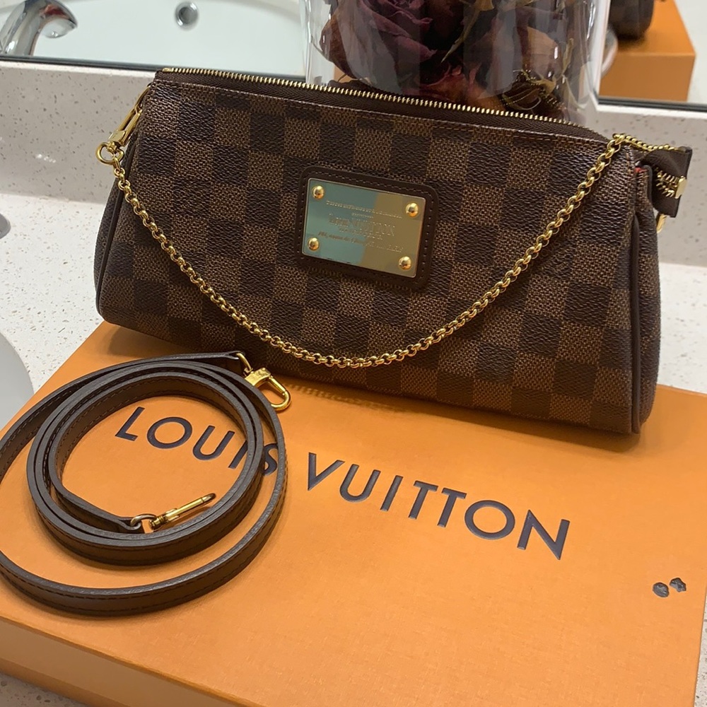 Louis Vuitton Brown Damier Ebene with Gold Hardware Shoulder Bag